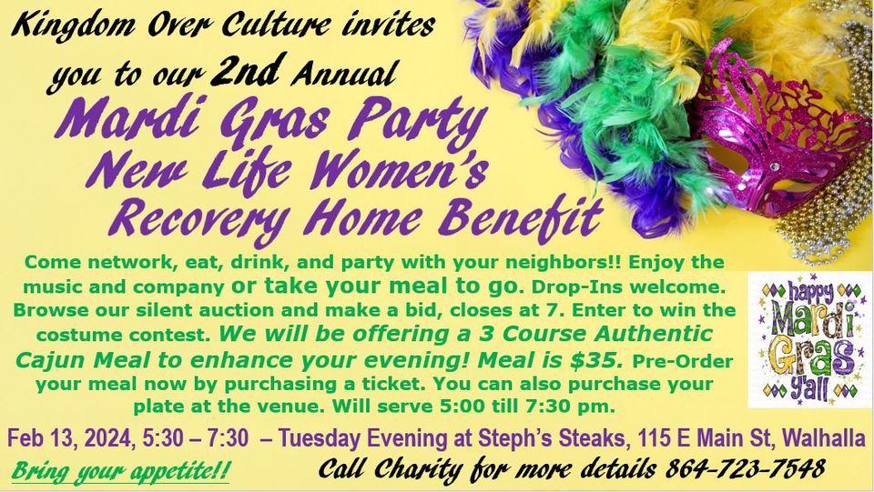 2nd Annual Mardi Gras Party , 115 E Main St, Walhalla, SC 29691-1924 ...