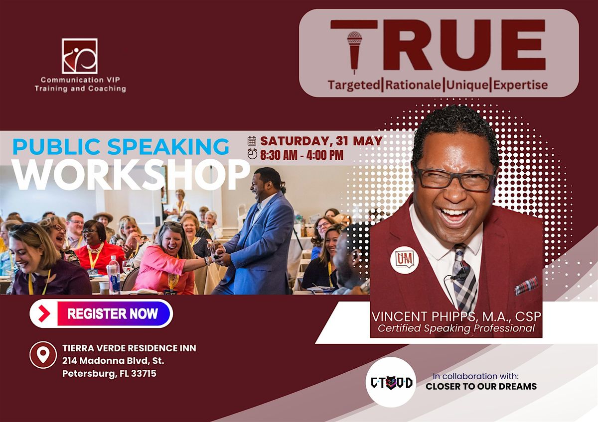 Tampa TRUE Public Speaking Workshop — Speak with Confidence & Influence, 31 May | Event in St. Petersburg