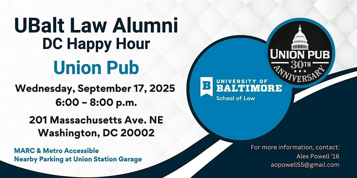 UBalt Law Alumni DC Happy Hour, 17 September | Event in Washington | AllEvents