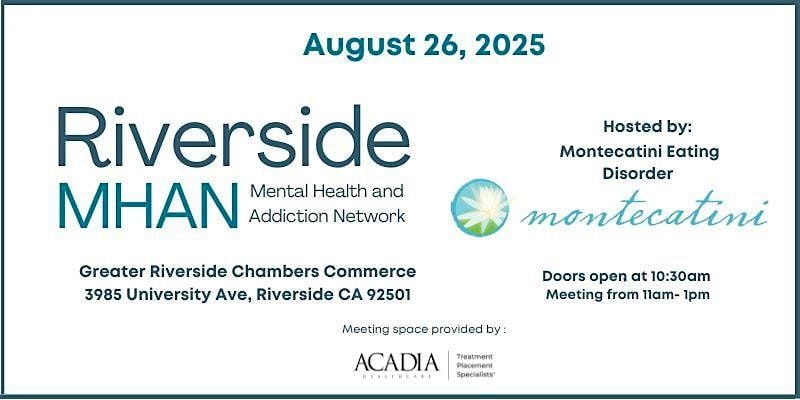 August Riverside MHAN- Monthly Behavioral Health Networking Event, 26 August | Event in Riverside | AllEvents