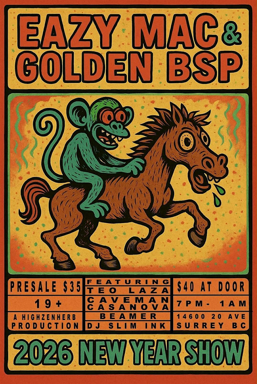 EAZY MAC x Golden BSP W/ Caveman Casanova New Years 2026, 31 December | Event in Surrey | AllEvents