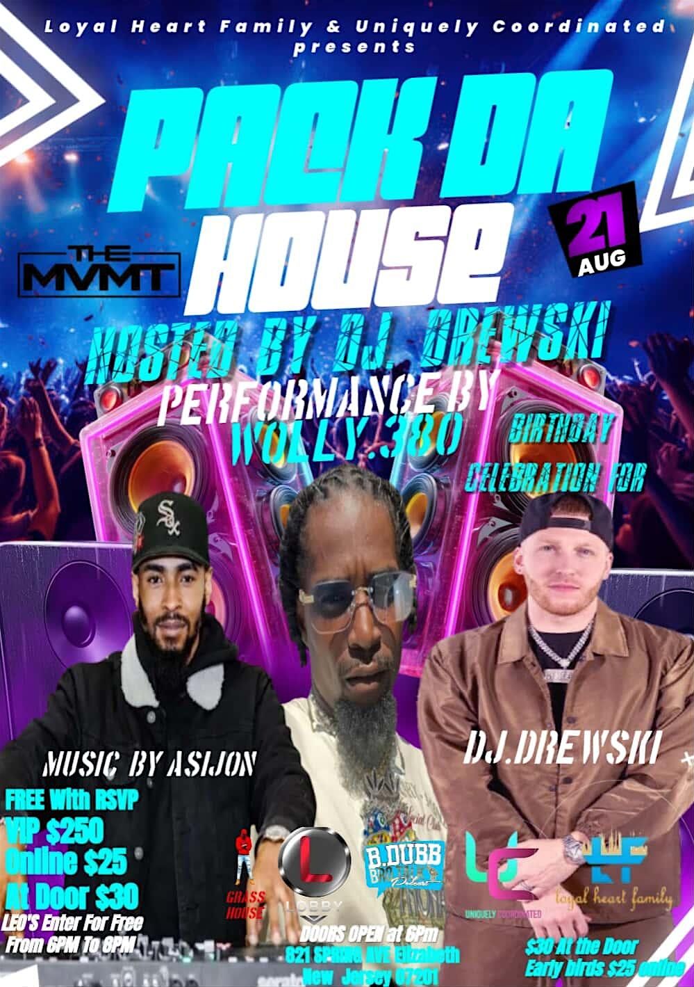 Pack Da House Wolly.380, 21 August | Event in Elizabeth | AllEvents