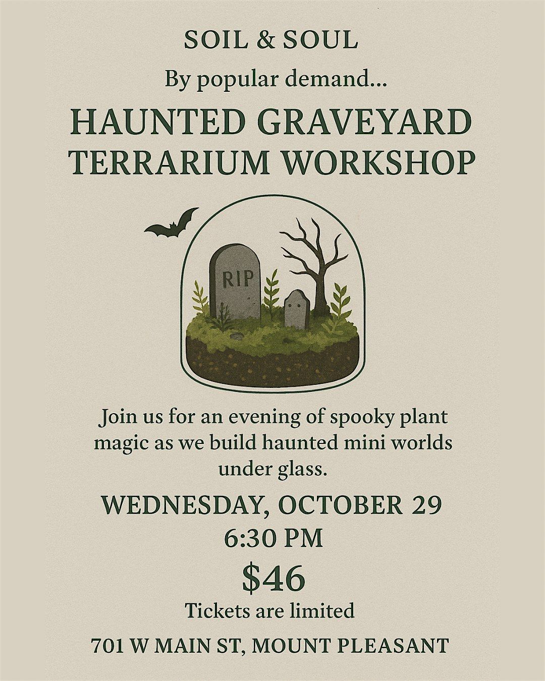 Haunted Graveyard Terrarium Workshop, 29 October | Event in Mount Pleasant | AllEvents