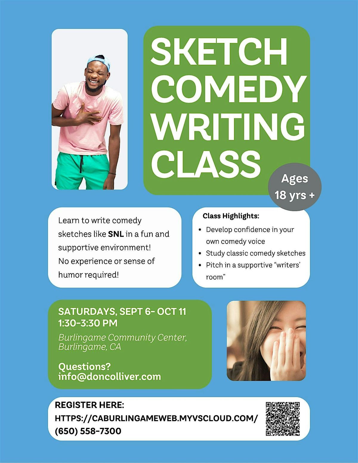 Sketch Comedy Writing Class, 6 September | Event in Burlingame | AllEvents