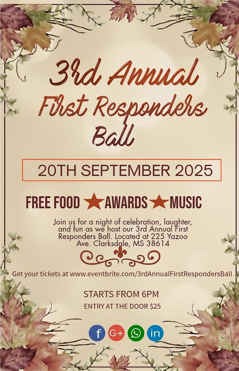 3rd Annual First Responders Ball, 20 September | Event in Clarksdale | AllEvents