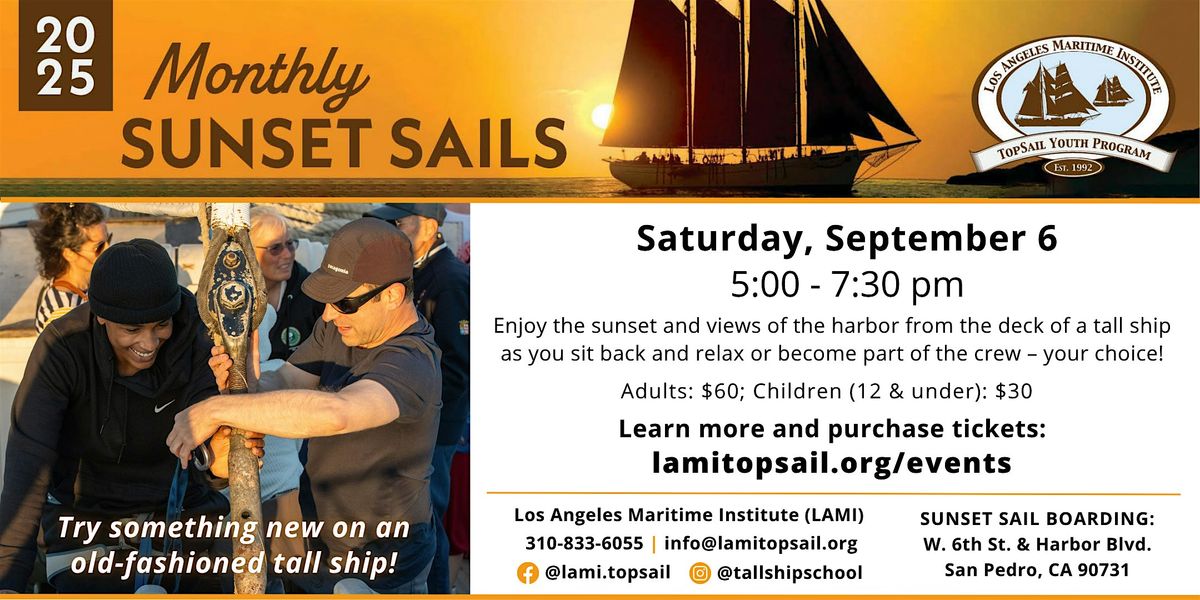 September 2025 Sunset Sail, 6 September | Event in San Pedro | AllEvents