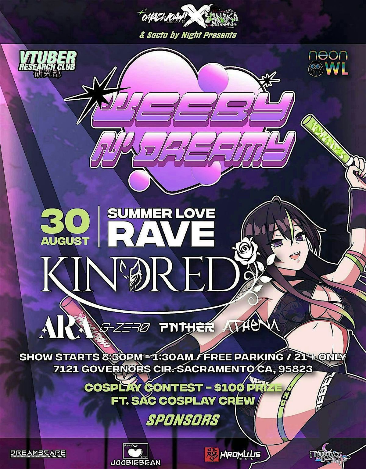 WEEBY N' DREAMY - Summer Love Night Market and Rave (SACANIME AFTERPARTY), 30 August | Event in Sacramento