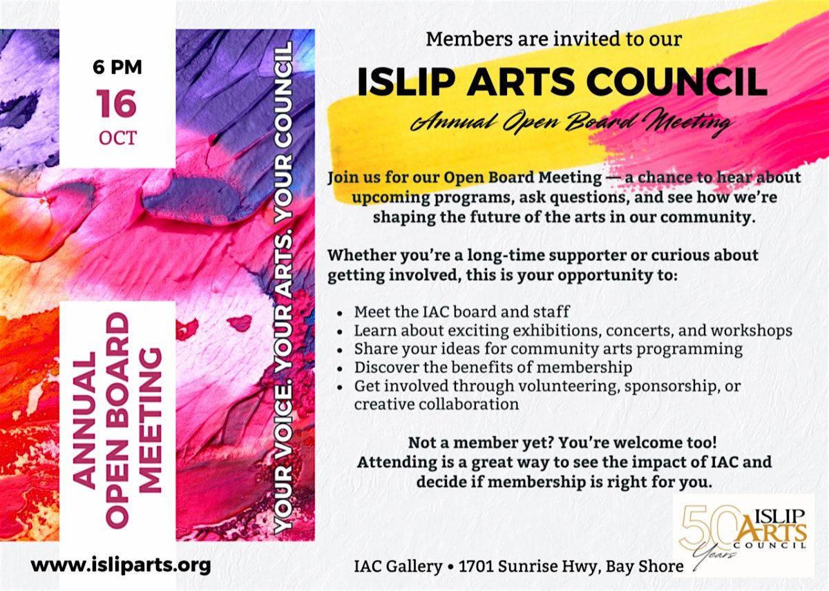 Open Board Meeting, 16 October | Event in Bay Shore | AllEvents