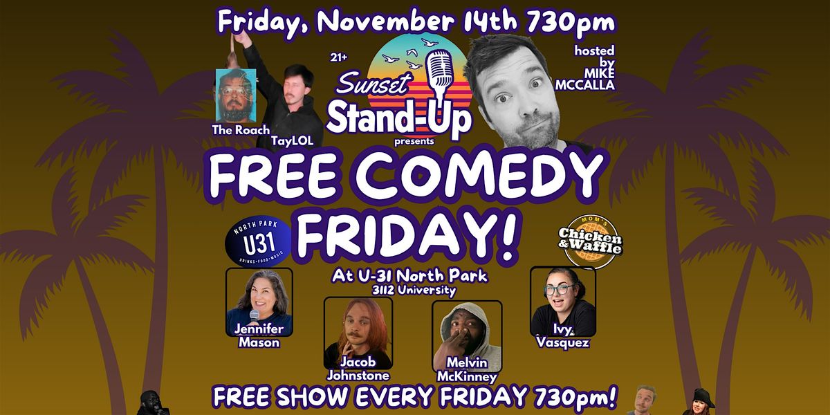Sunset Standup @ U31 hosted by Mike McCalla - Nov 14 | Event in San Diego | AllEvents