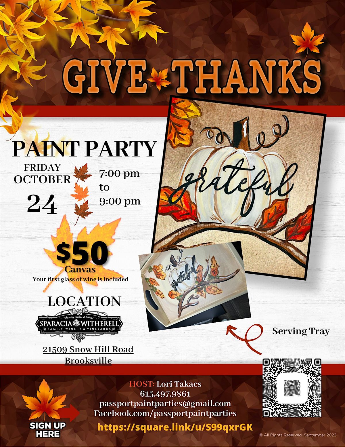 10.24.25 Grateful Pumpkin Paint and Sip at Sparacia Witherell Winery, 24 October | Event in Brooksville | AllEvents