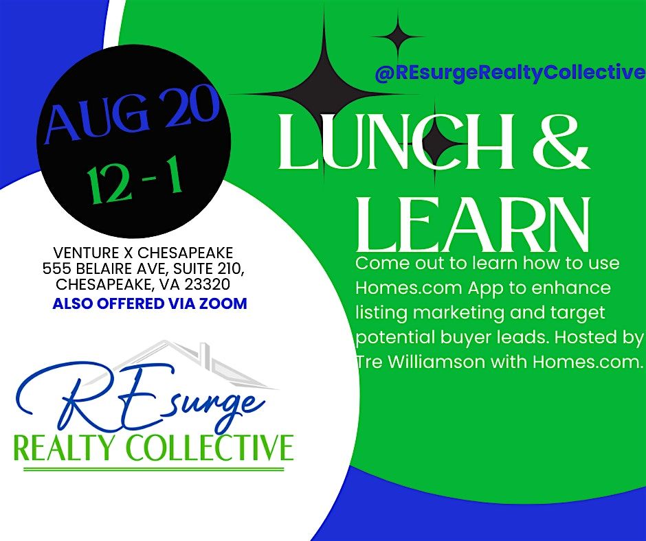 REsurge Lunch & Learn  - Homes.com, 20 August | Event in Chesapeake | AllEvents