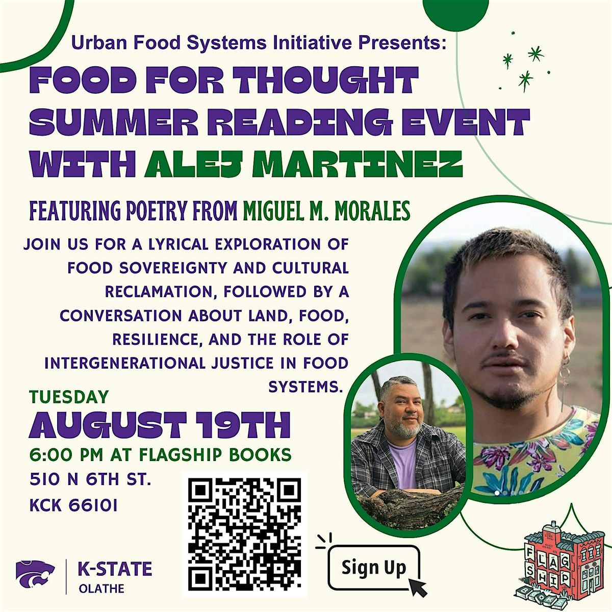 Food for Thought: Reading with Alej Martinez & Miguel M. Morales, 19 August | Event in Kansas City | AllEvents