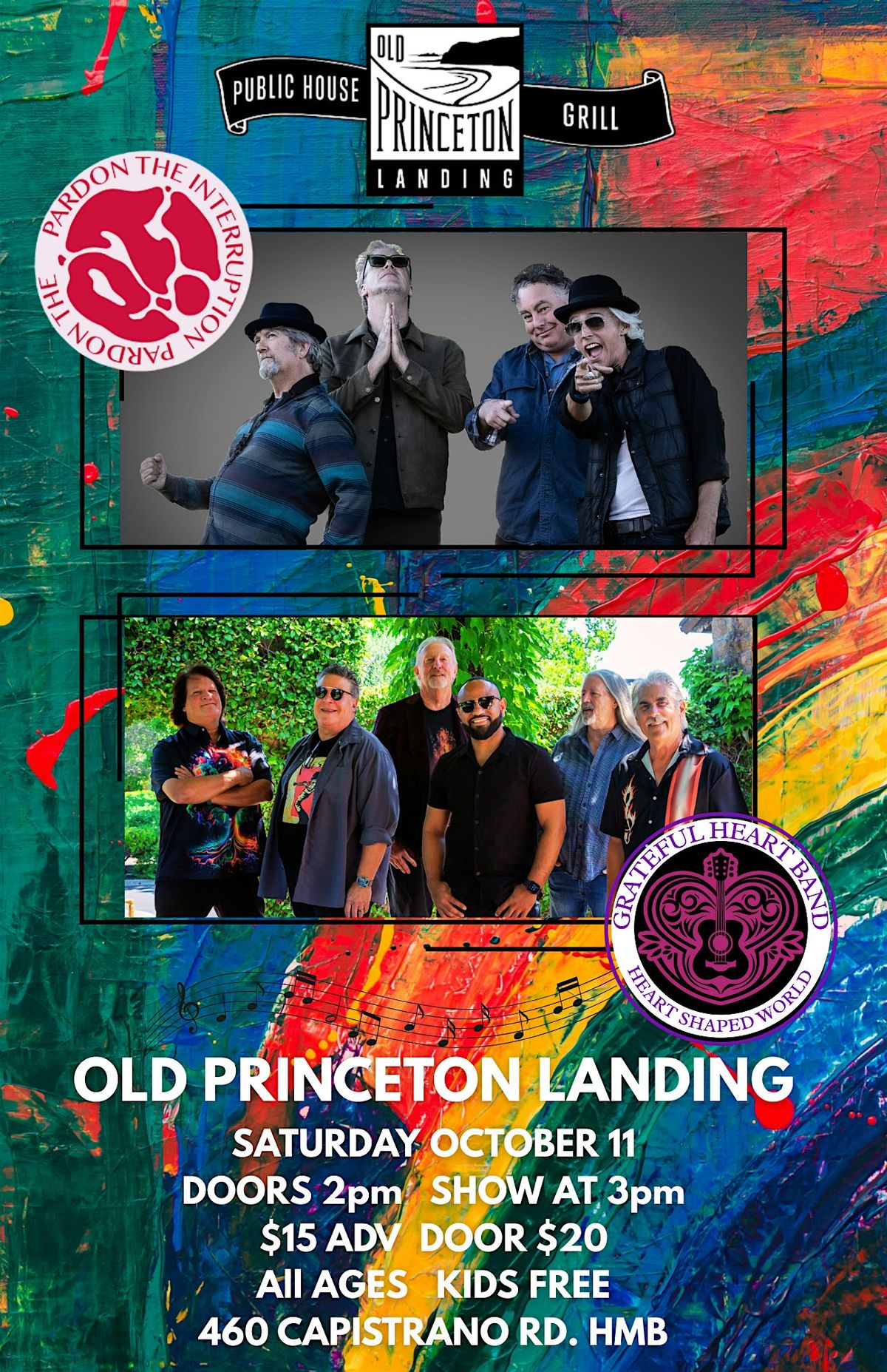 Pardon The Interruption & Grateful Heart Band at Old Princeton Landing, 11 October | Event in Half Moon Bay