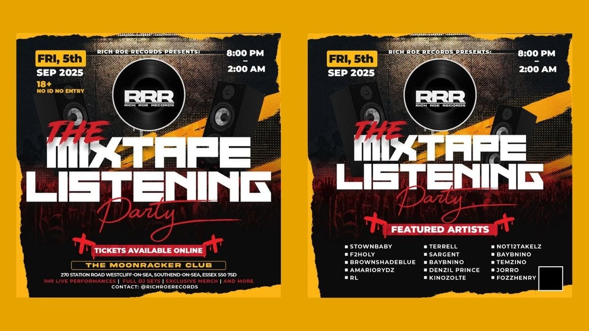 Rich Roe: The Mixtape Listening Party, 5 September | Event in Southend-on-Sea | AllEvents