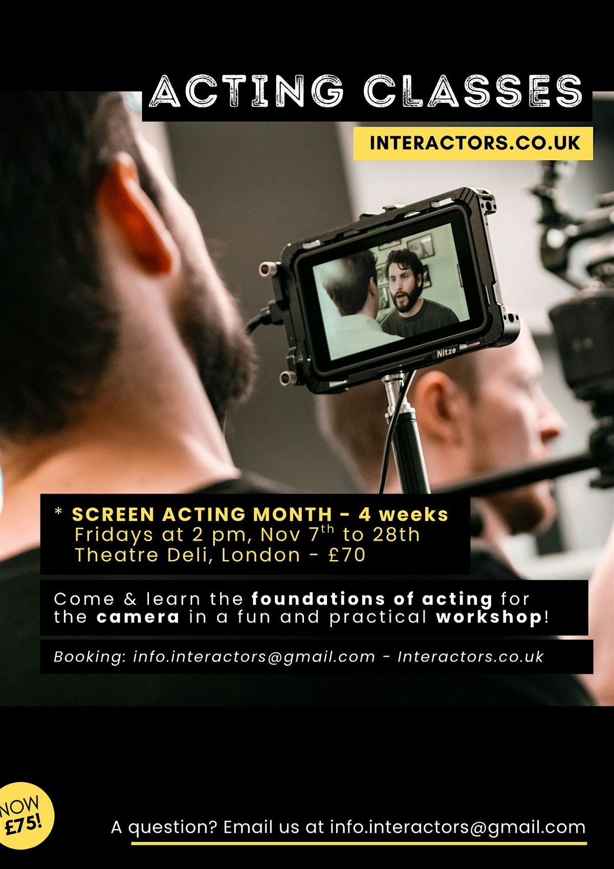 Introduction to Screen Acting 4 sessions - November £70 | Event in London | AllEvents
