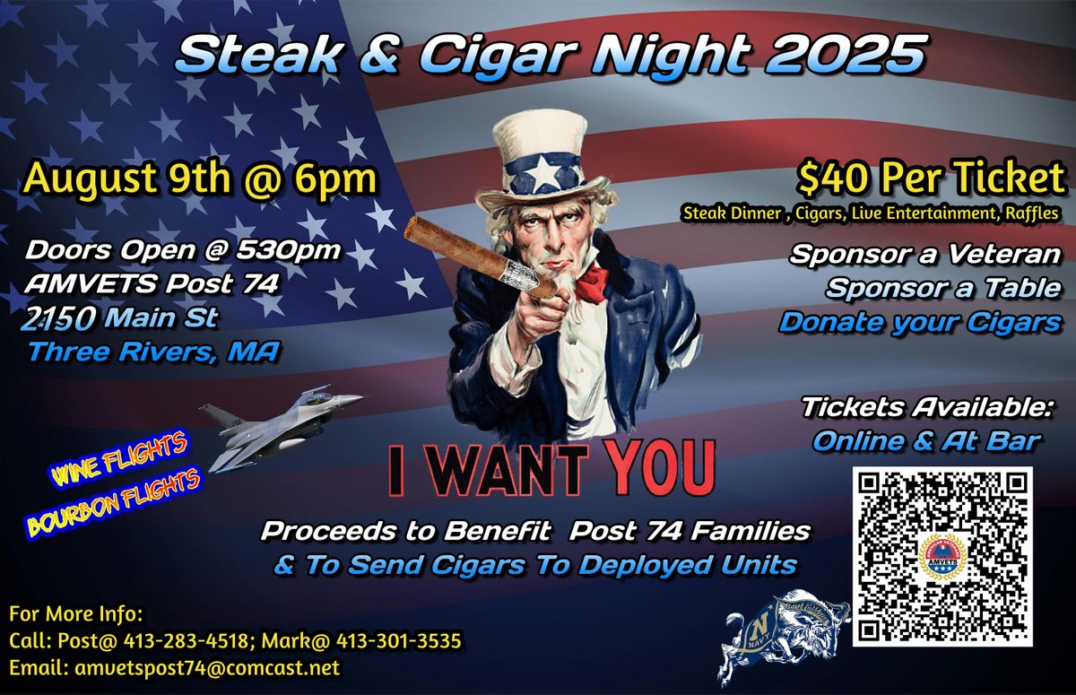 AMVETS Post 74 Steak & Cigar Night 2025, 9 August | Event in Palmer | AllEvents