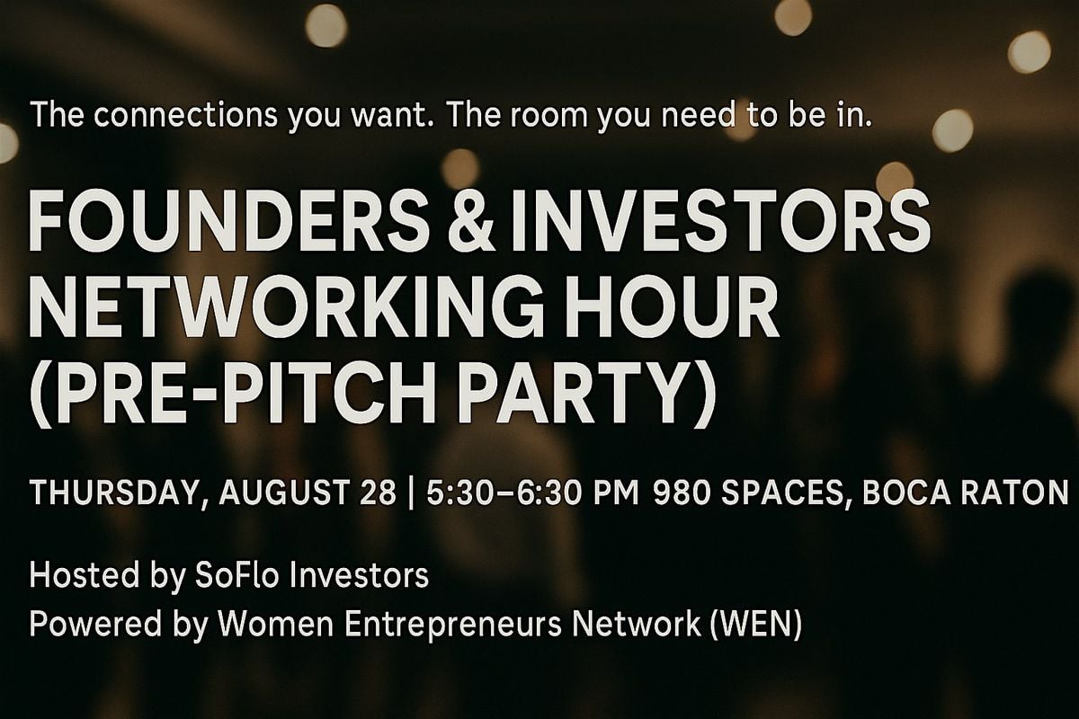 Founders & Investors Networking Hour (Pre-Pitch Party!), 28 August | Event in Boca Raton | AllEvents