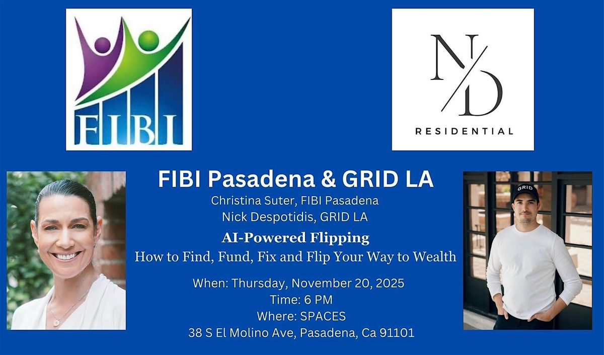 Find, Fund, Fix & Flip in 2026, 20 November | Event in Pasadena | AllEvents