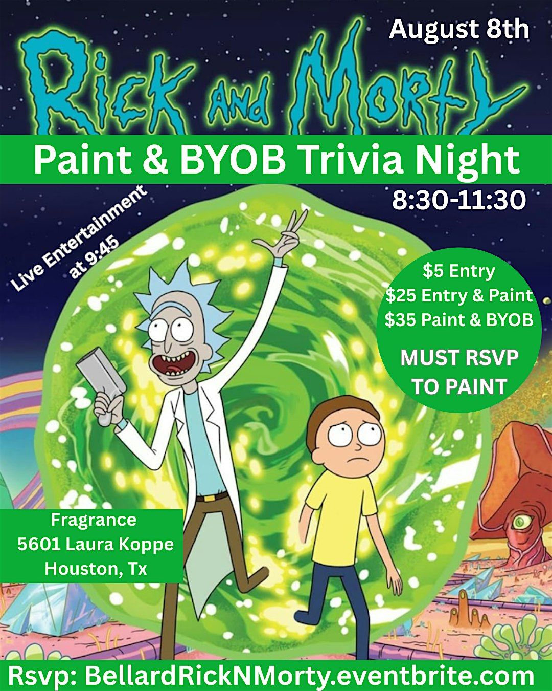 Rick and Morty paint and BYOB trivia night | Event in Houston | AllEvents