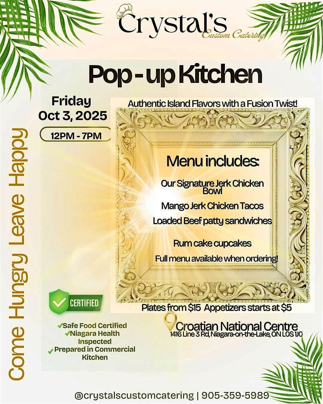 Custom Catering by Crystal POP-UP KITCHEN, 3 October | Event in Niagara-on-the-Lake | AllEvents