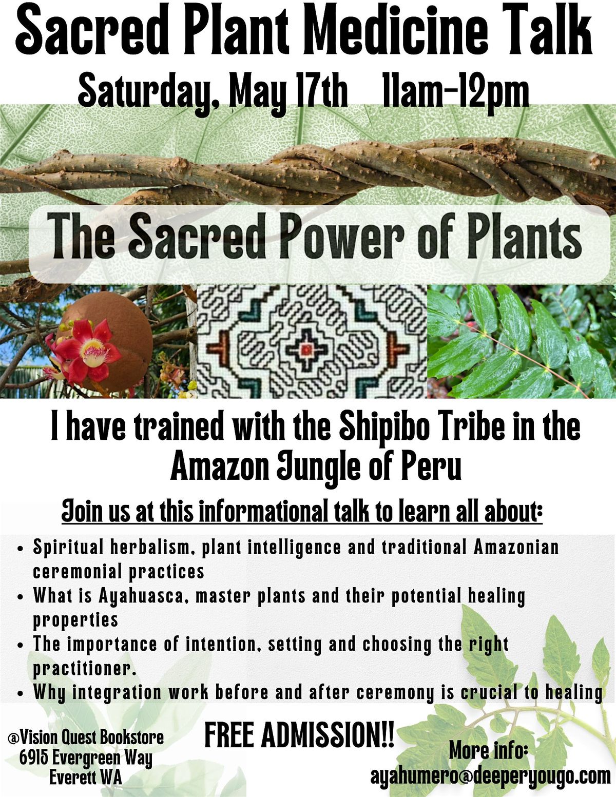Sacred Plant Medicine Talk, 17 May | Event in Everett | AllEvents