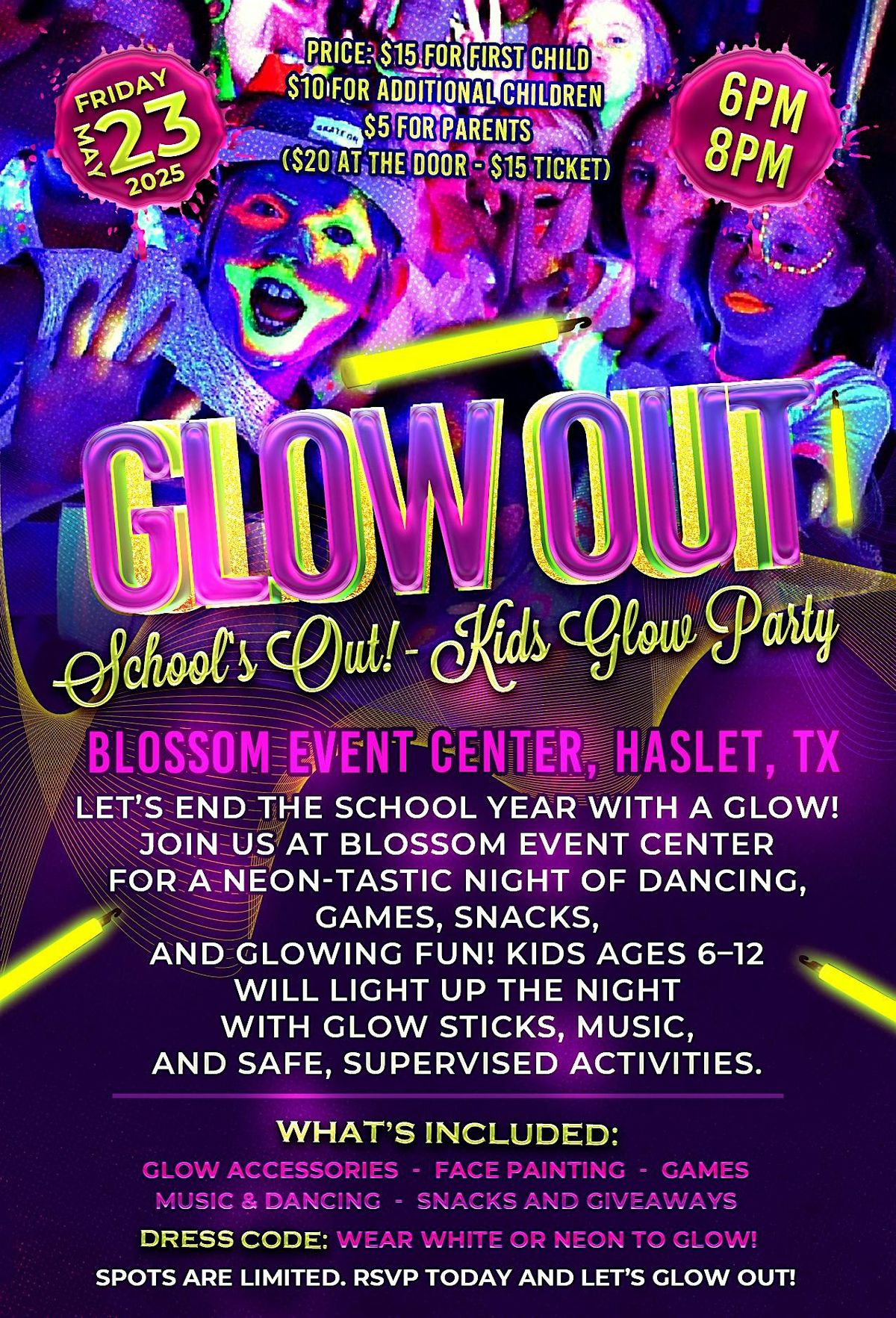 Glow Up & Go: Kids Glow Party – End of School Bash!, 23 May | Event in Haslet | AllEvents
