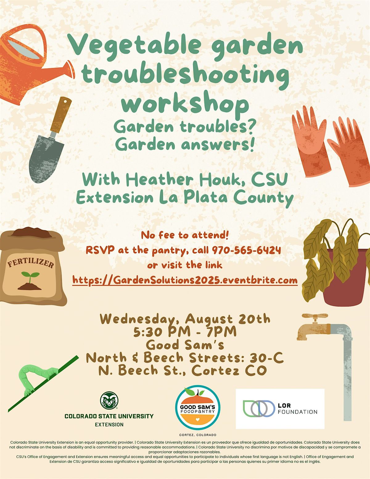 Vegetable garden troubleshooting workshop, 20 August | Event in Cortez | AllEvents