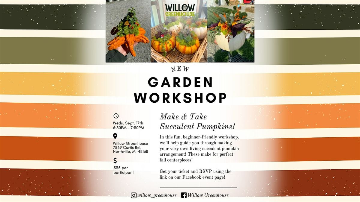 9/17 Succulent Pumpkin Arrangement Make & Take, 17 September | Event in Northville | AllEvents
