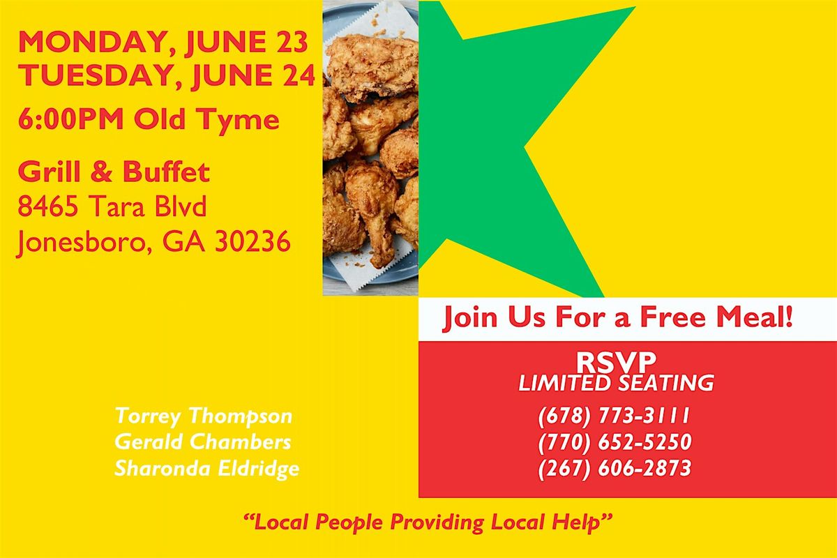 Join Us For a Free Meal at Old Tyme Grill & Buffet, 24 June | Event in Jonesboro | AllEvents