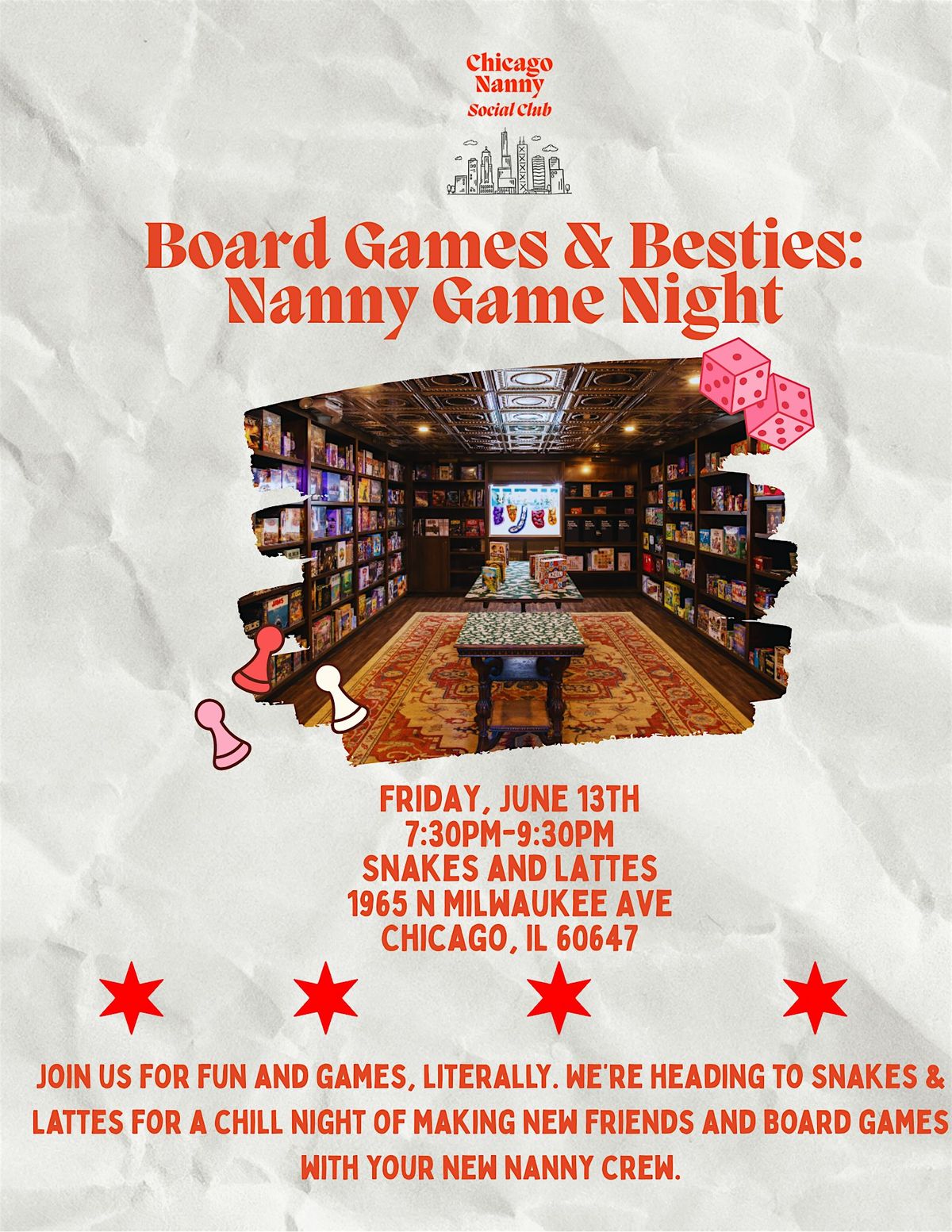 Board Games and Besties: Nanny Game Night at Snakes and Lattes, 13 June | Event in Chicago | AllEvents