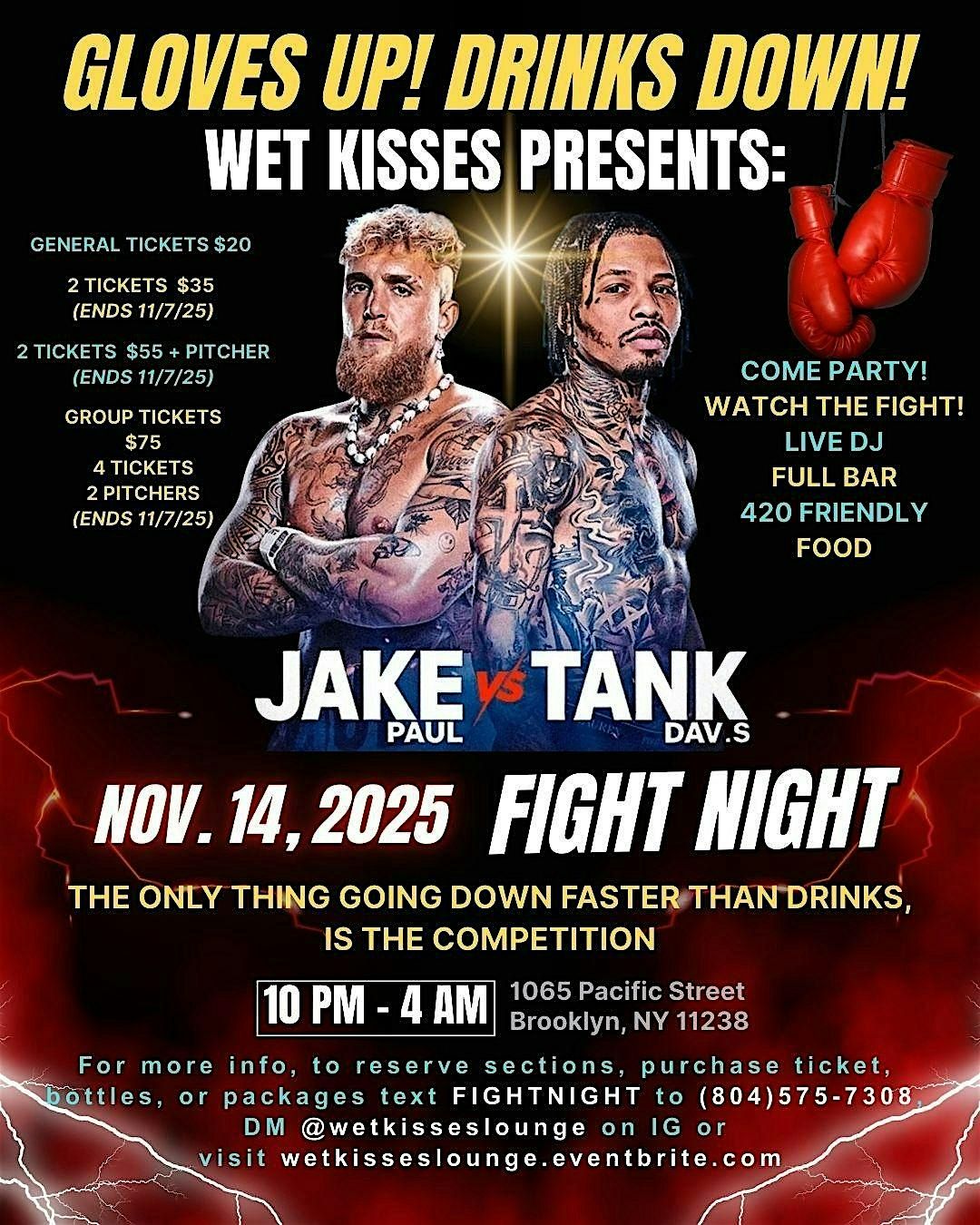 GLOVES UP! DRINKS DOWN! JAKE VS TANK FIGHT PARTY!!!!, 14 November | Event in Brooklyn | AllEvents