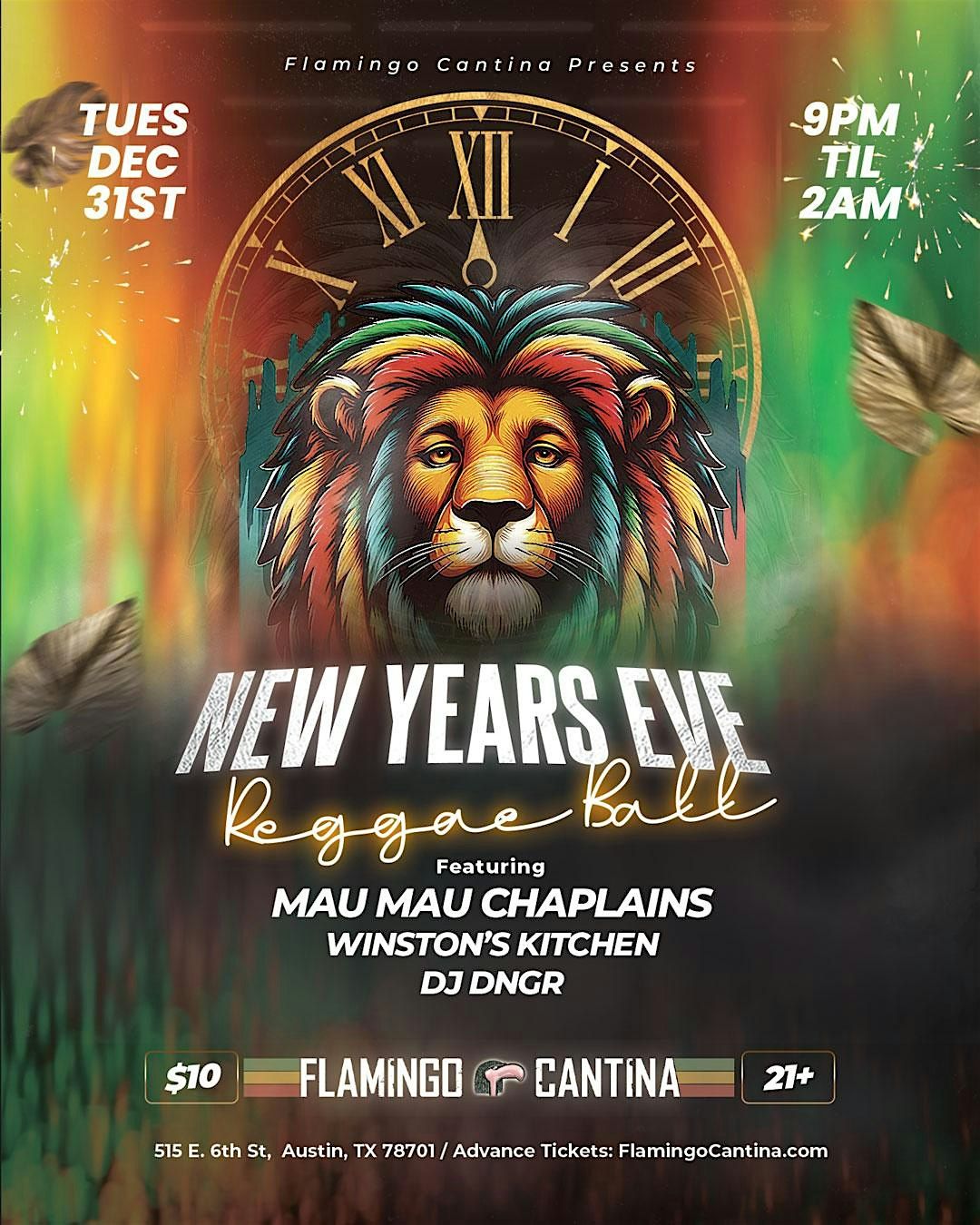 New Years Eve Reggae Ball, Flamingo Cantina, Austin, 31 December to 1 ...