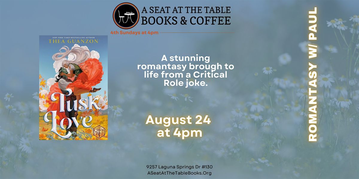 Romantasy Book Club w/ Paul: Tusk Love, 24 August | Event in Elk Grove | AllEvents