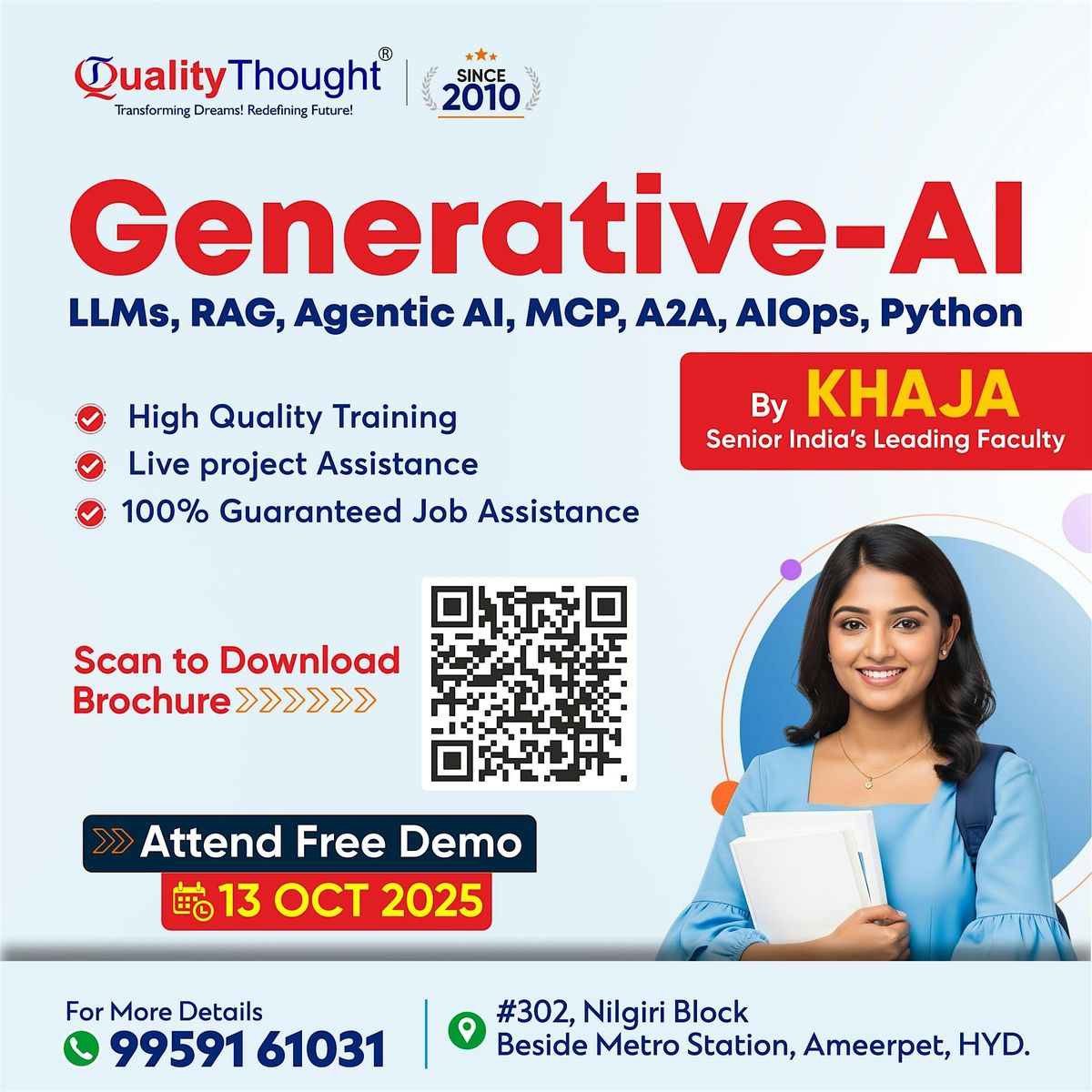 Free Demo on Generative AI, LLMs, RAG, Agentic AI, MCP, A2A, AIOps & Python, 13 October | Event in Hyderabad
