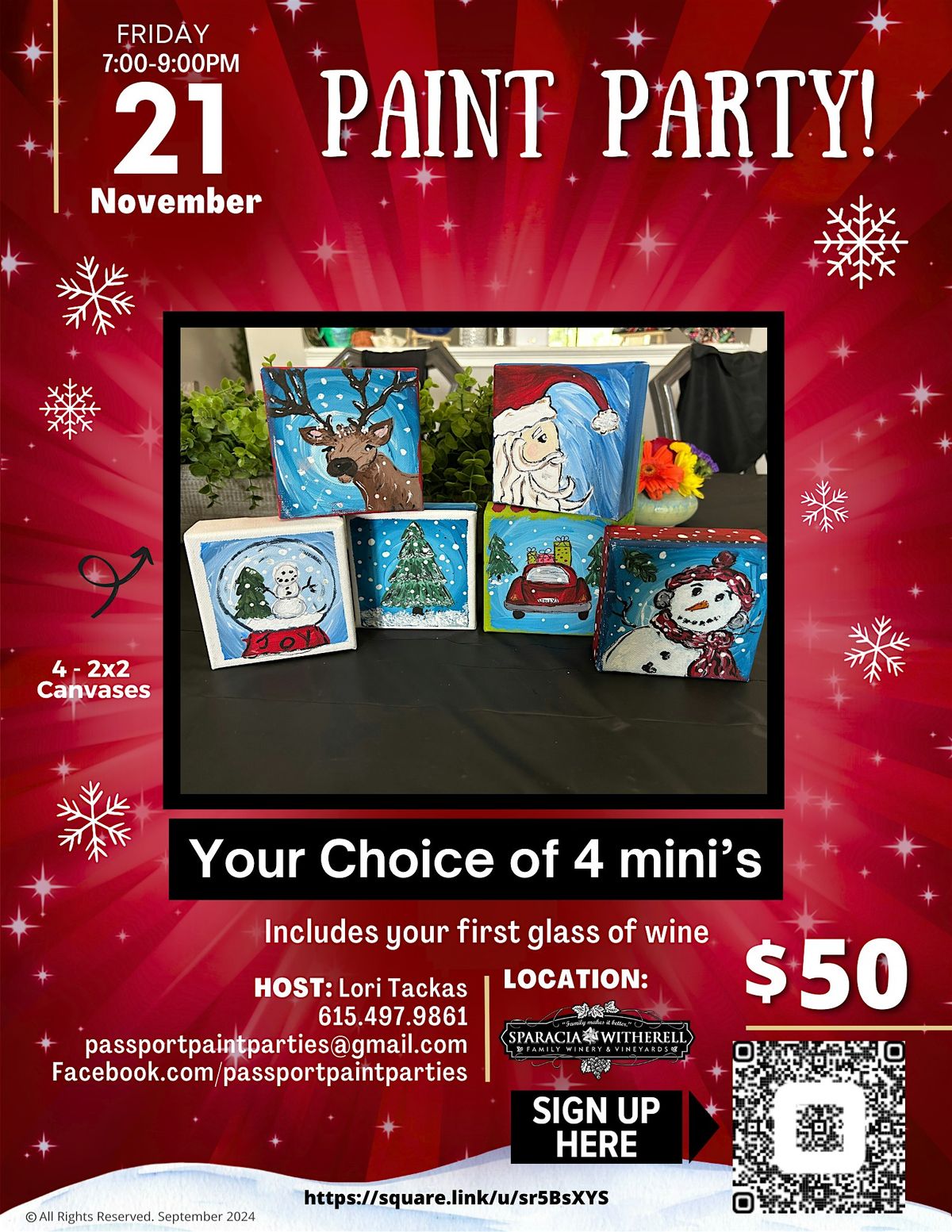 11.21.25 Holiday Mini's Paint and Sip at Sparacia Witherell Winery, 21 November | Event in Brooksville | AllEvents