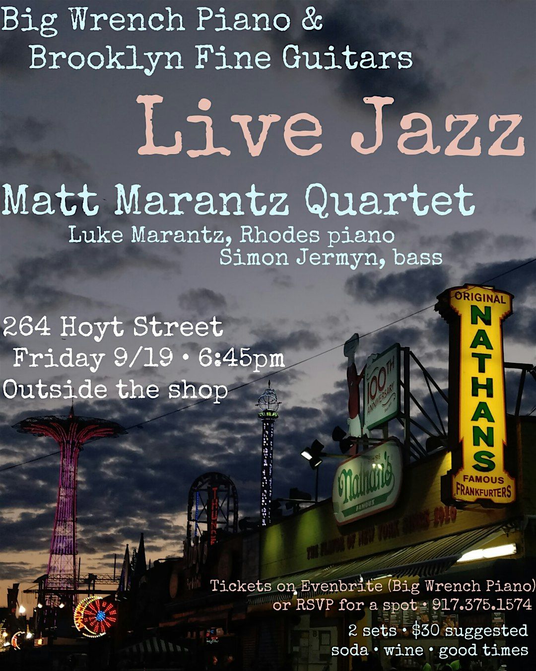 Matt Marantz 4tet w/Luke Marantz, Rhodes piano outside the shop, Fri 9/19 | Event in Brooklyn | AllEvents