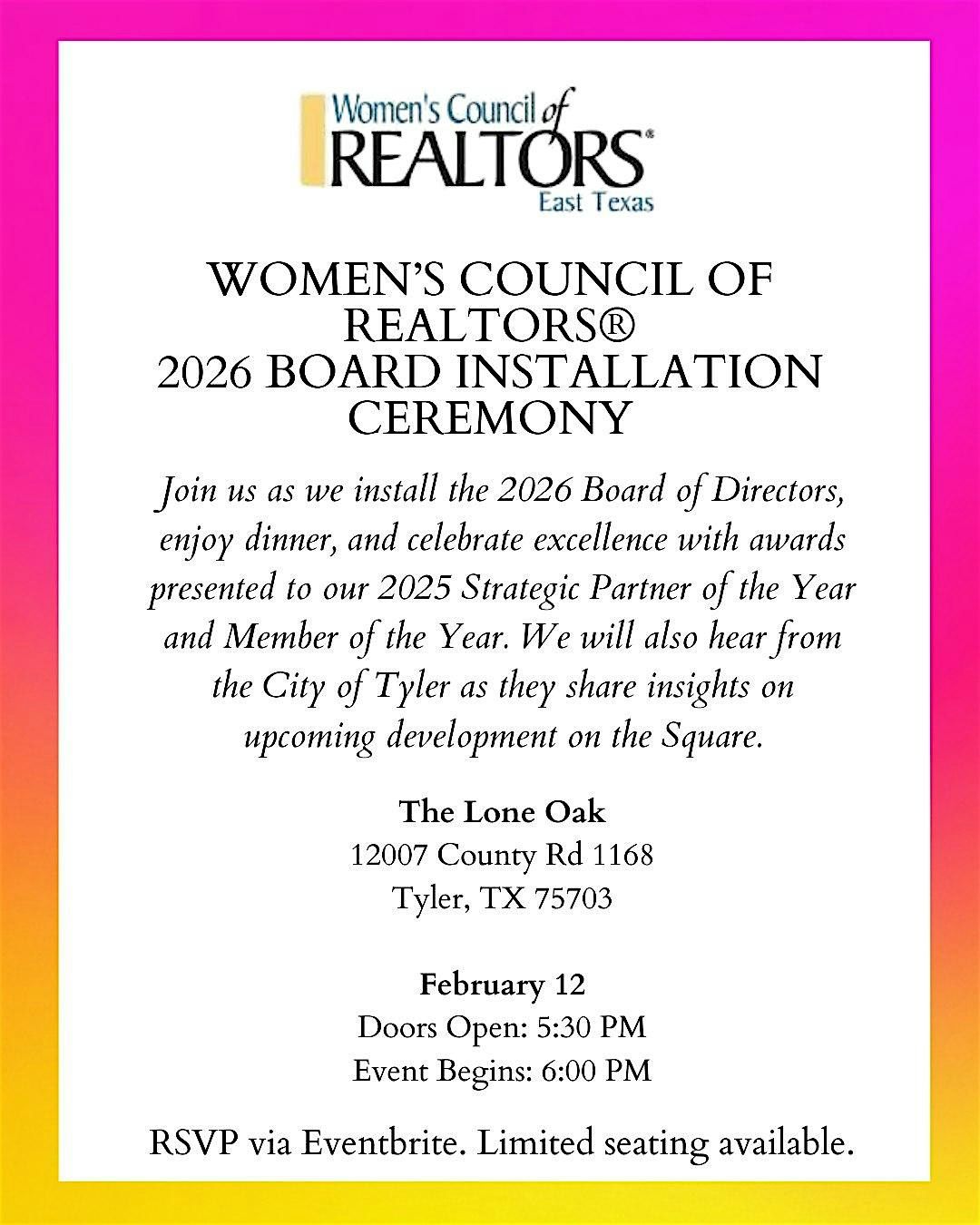 Women’s Council of REALTORS® – 2026 Board Installation