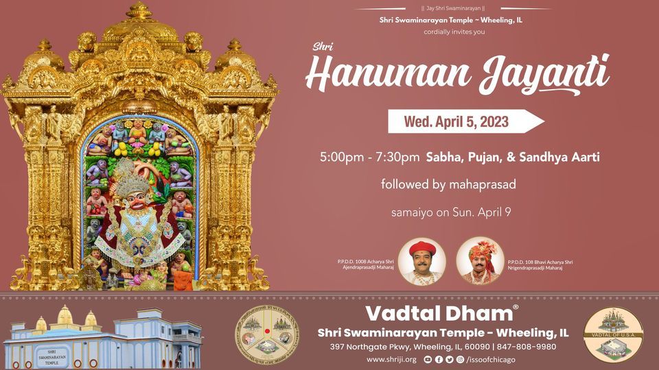 Shri Hanuman Jayanti, Shri Swaminarayan Temple Wheeling Vadtal Dham