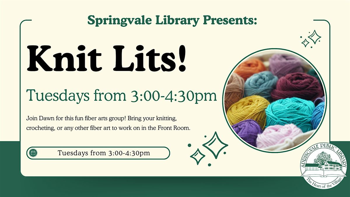 Knit Lits at the Springvale Library! | Event in Sanford | AllEvents