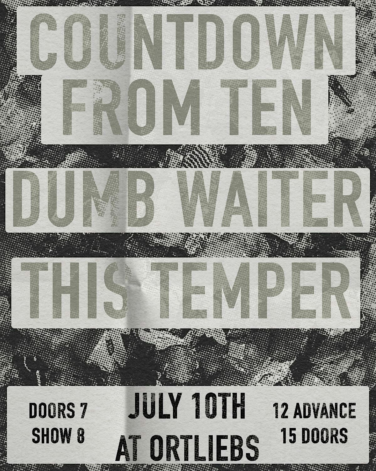 Countdown From Ten, Dumb Waiter, & This Temper, 10 July | Event in Philadelphia | AllEvents