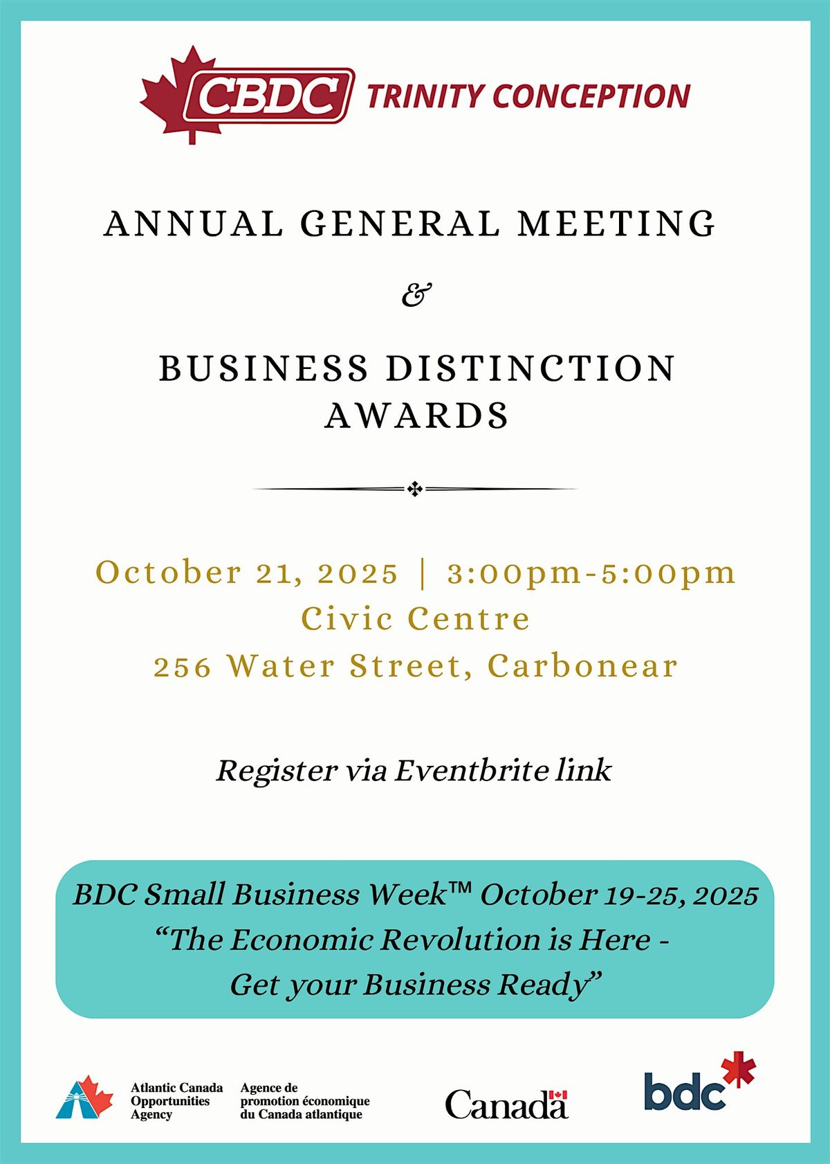 Annual General Meeting & Business Distinction Awards, 21 October | Event in Carbonear | AllEvents