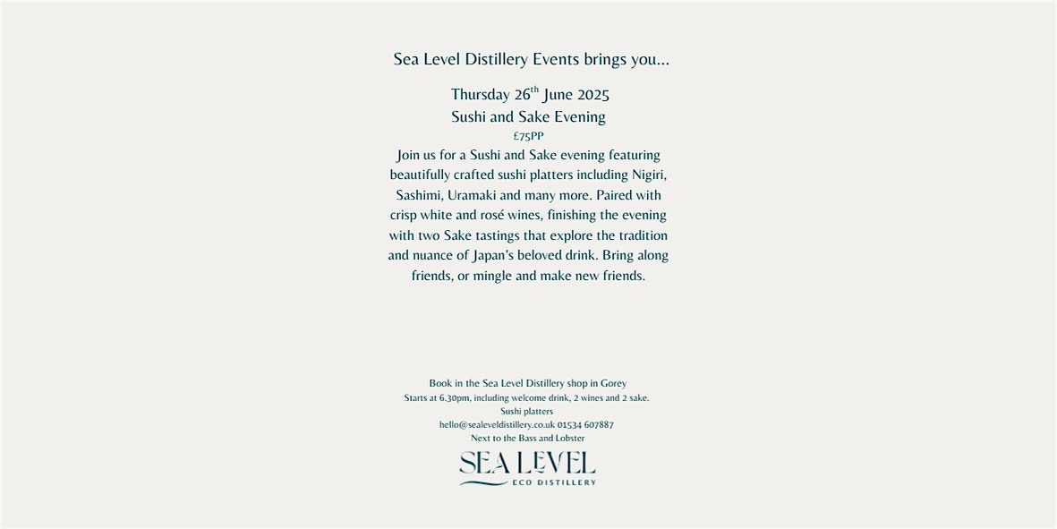 Sushi and Sake Evening, 26 June | Event in Jersey | AllEvents