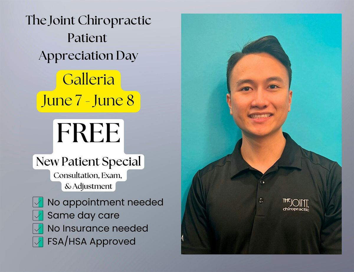 The Joint Chiropractic Galleria Patient Appreciation Day, 7 June | Event in Houston | AllEvents