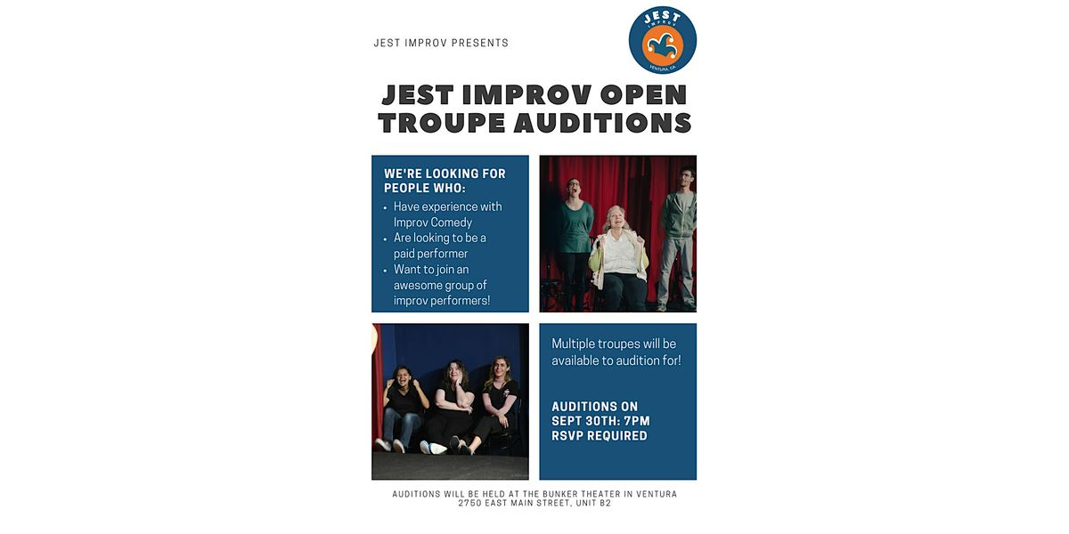 Jest Improv Open Troupe Auditions!, 30 September | Event in Ventura | AllEvents