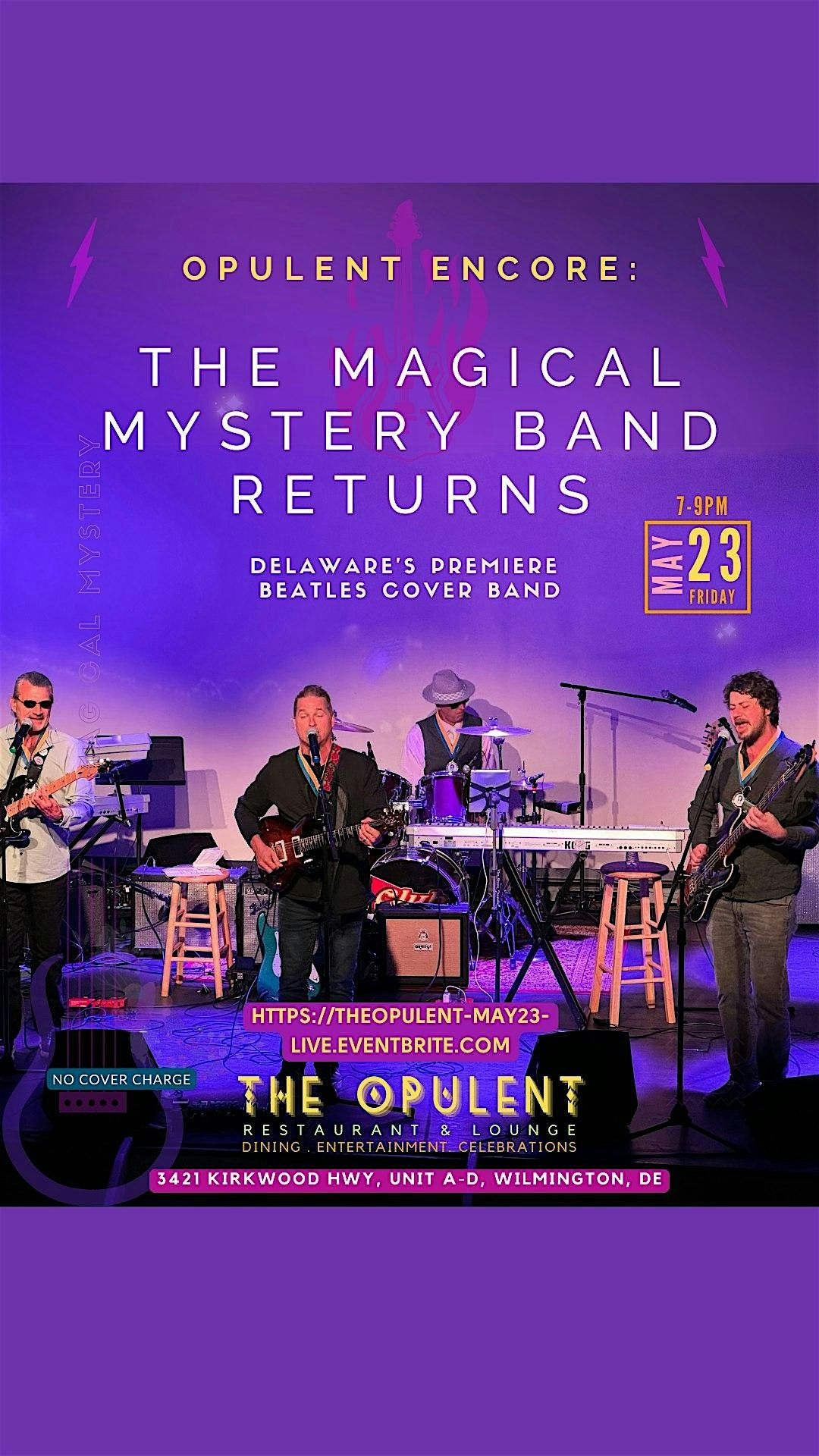 Opulent Encore : Magical Mystery Band Returns, 23 May | Event in Wilmington | AllEvents