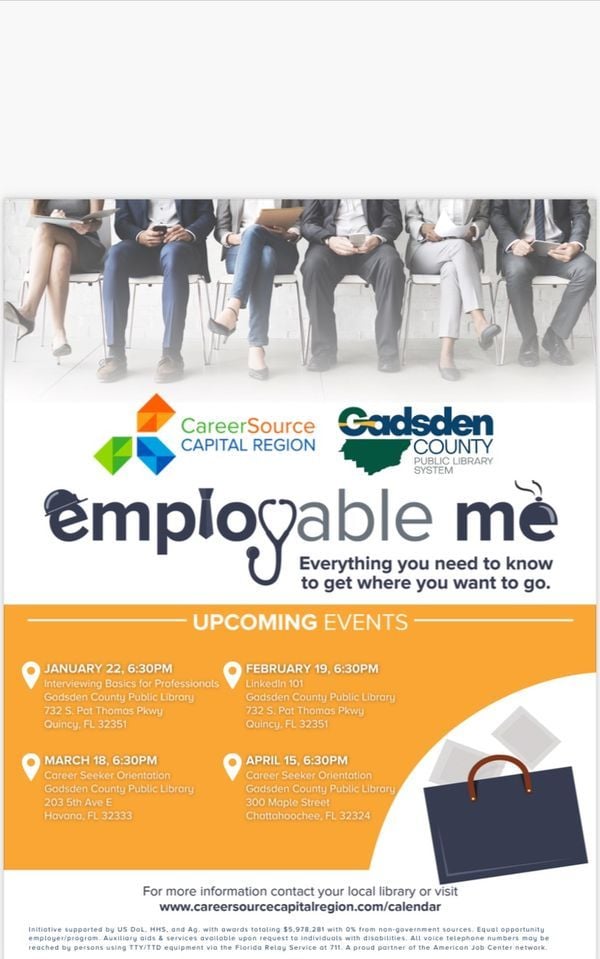Employable Me, Gadsden County Public Library System, Quincy, January 22