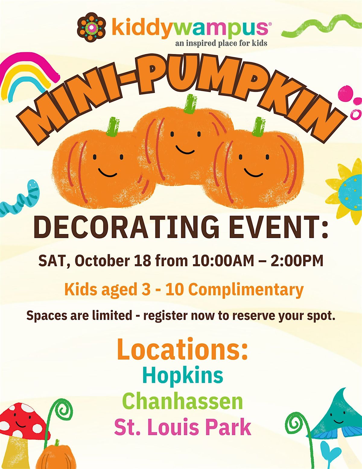 Mini-Pumpkin Decorating Event At kiddywampus! - Chanhassen, 18 October | Event in Chanhassen | AllEvents