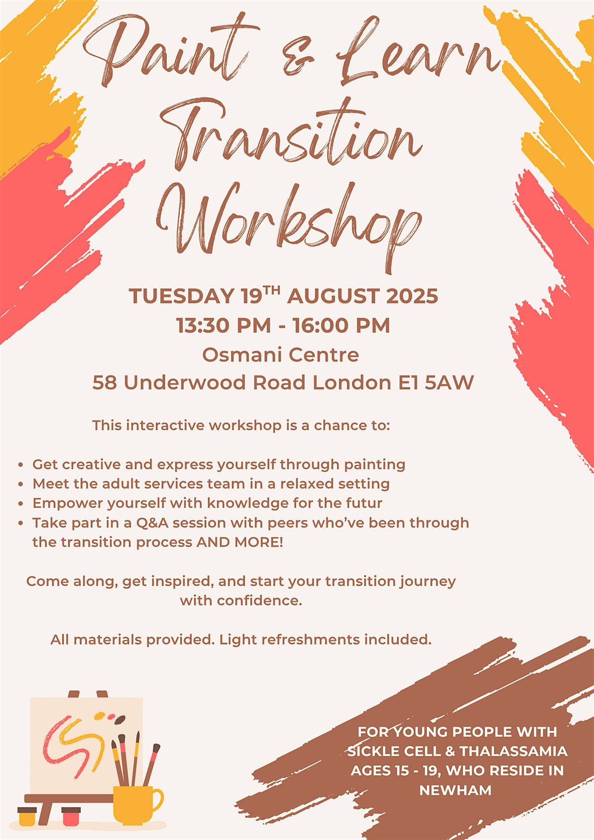Paint & Learn Sickle Cell Transition Workshop, 19 August | Event in London | AllEvents