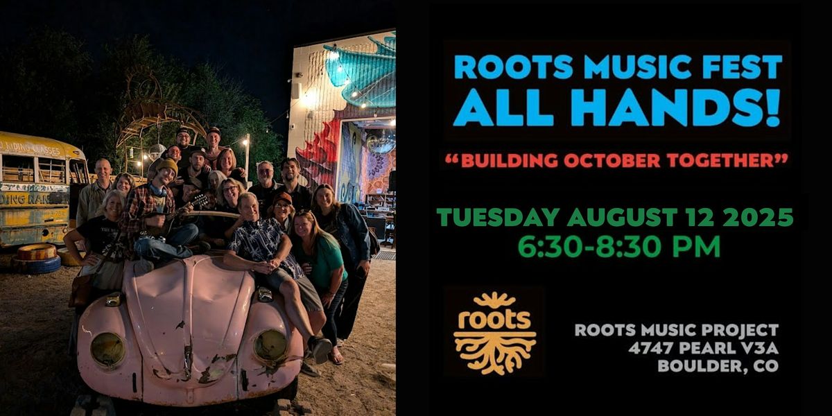 Roots Music Fest All-Hands: Building October Together, 12 August | Event in Boulder | AllEvents