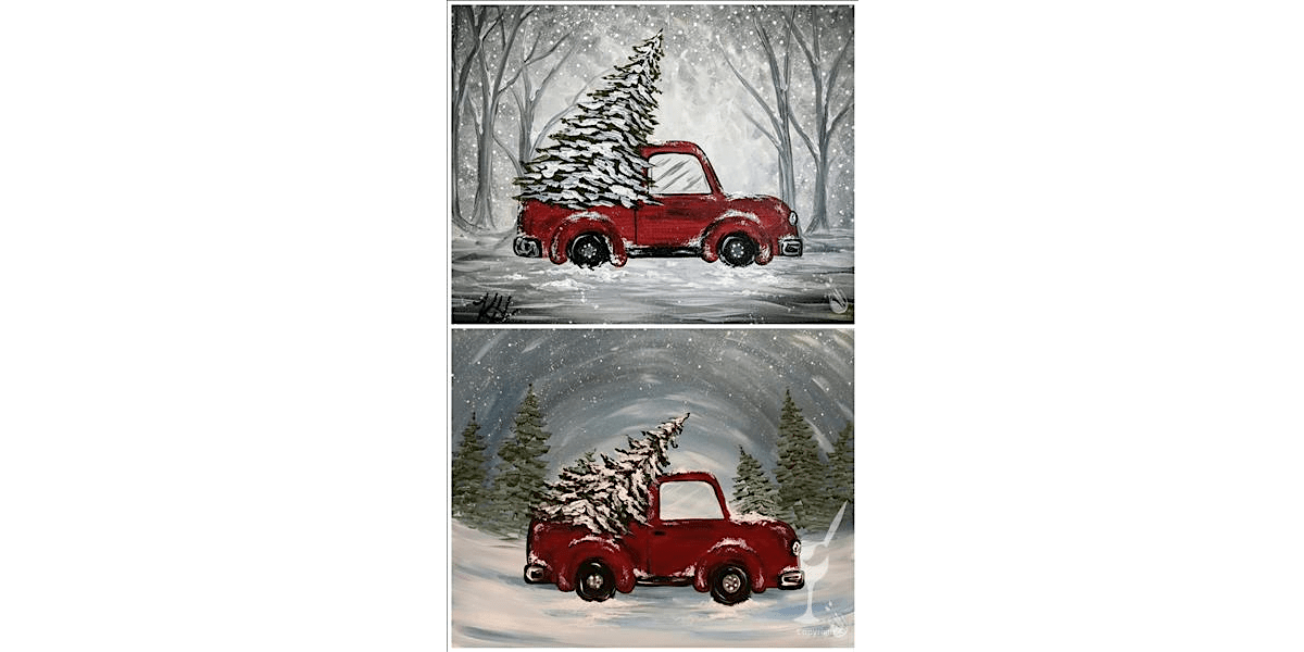 Red Truck Filled with Christmas Joy - Paint and Sip in Denver | Classpop!™, 20 December | Event in Denver